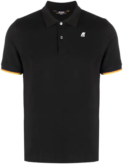 K-way Logo Patch Polo Shirt In Black