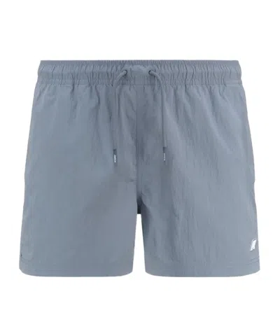 K-way Logo-patch Swim Shorts In Gray