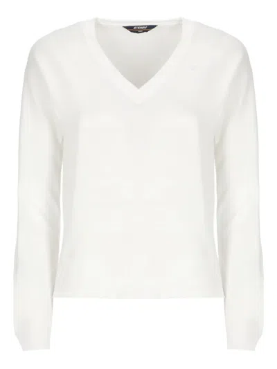 K-way Logo-patch V-neck Top In White