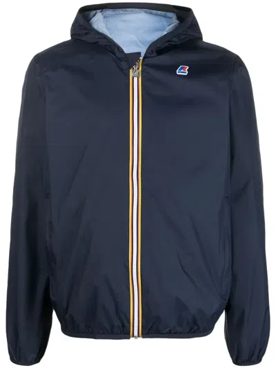 K-way Logo-patch Waterproof Jacket In Blue