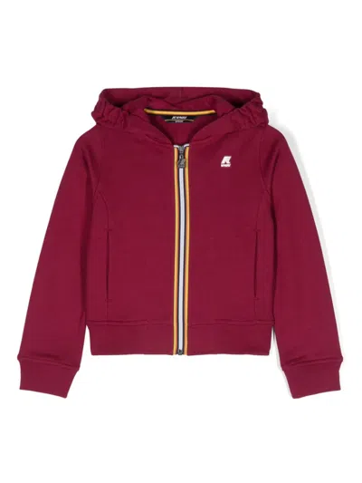 K-way Kids' Logo-patch Zip-up Hoodie In 红色