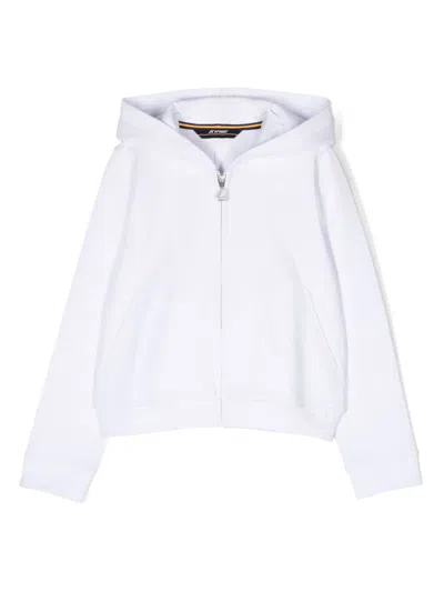 K-way Kids' Logo-patch Zip-up Hoodie In White