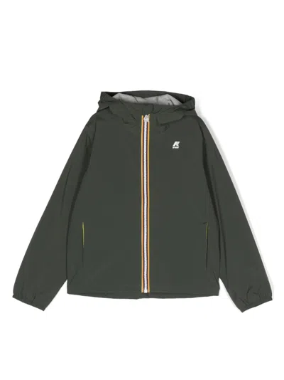 K-way Kids' Logo-patch Zip-up Jacket In Green