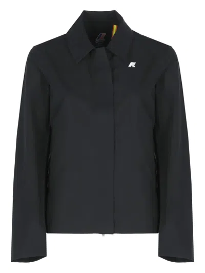 K-WAY LOGO-PLAQUE COLLAR JACKET