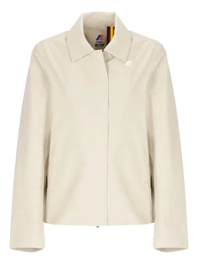 K-way Logo-plaque Collar Jacket In Gray