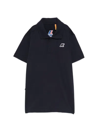 K-way Kids' Logo Polo Shirt In Blue