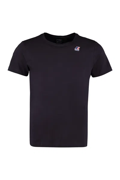 K-way Logo Print Cotton T-shirt In Black