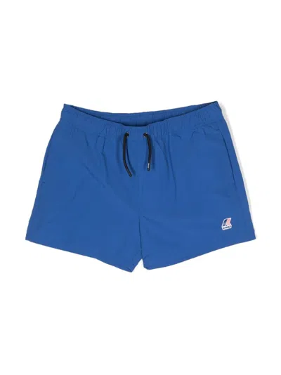 K-way Kids' Logo-print Drawstring Swimming Shorts In Blue