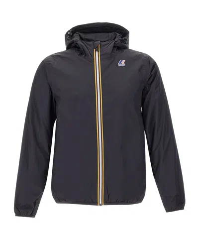 K-WAY K-WAY LOGO PRINTED HOODED ZIPPED JACKET