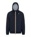 K-way Waterproof Midnight Blue Jacket With Front Zip And Hood In Blue