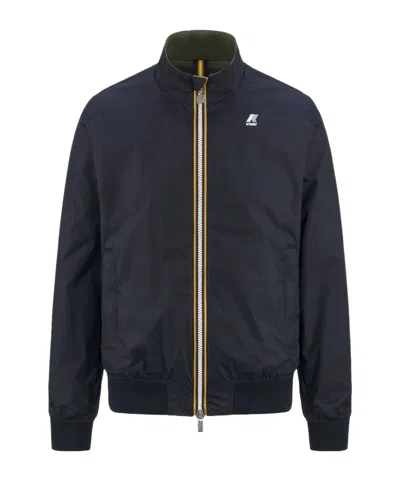 K-way Logo Printed Zipped Reversible Jacket In Black