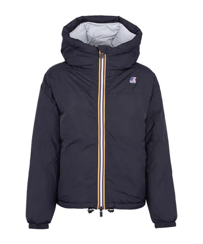 K-way Logo Zip-up Jacket In Blue