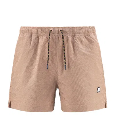 K-way Loiret Striped Drawstring Swimming Trunks In Brown