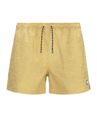 K-way Loiret Striped Drawstring Swimming Trunks In Yellow
