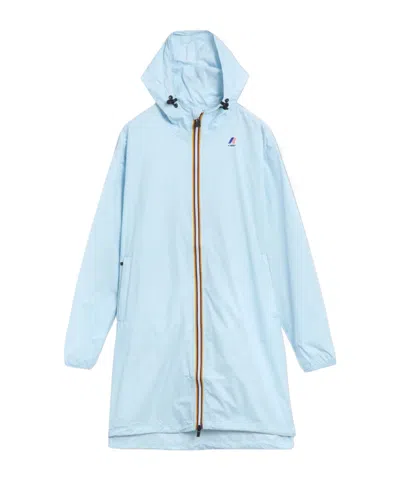 K-way Long Hooded Jacket In Blue