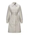 K-way Long Sleeve Snap Button Trench Coat In Gray