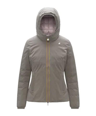 K-way Long-sleeved Down Jacket In Gray
