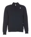 K-way Short High Neck Ribbed Cuffs Jacket In Blue