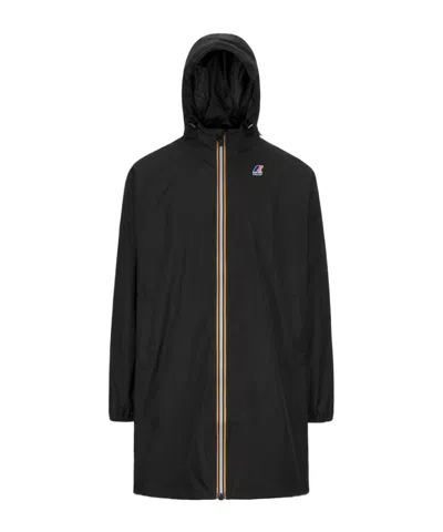 K-way Long Waterproof Jacket In Black