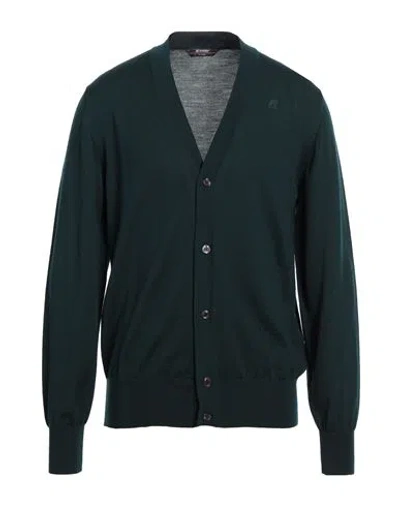 K-way Man Cardigan Dark Green Size Xl Virgin Wool