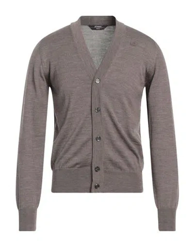 K-way Man Cardigan Khaki Size M Virgin Wool In Beige