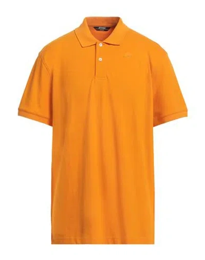 K-way Man Polo Shirt Apricot Size Xxl Cotton, Elastane In Orange
