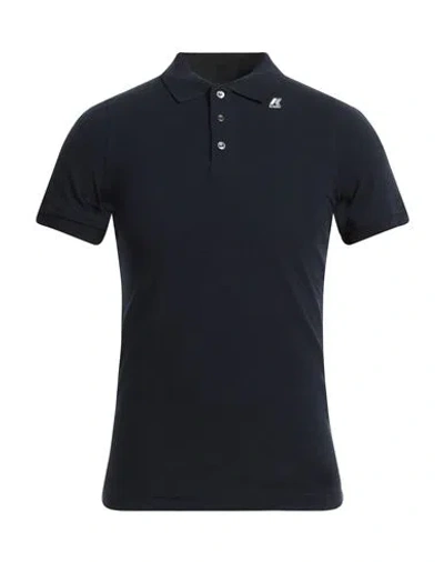 K-way Man Polo Shirt Midnight Blue Size M Cotton In Blue
