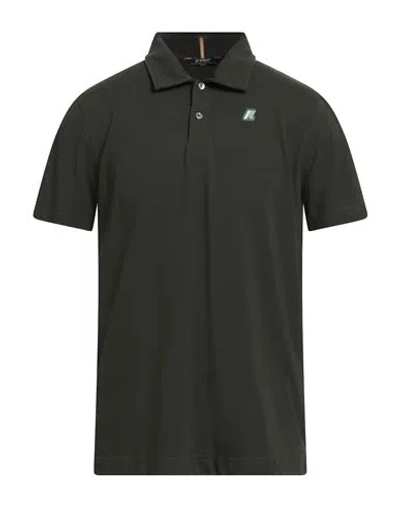 K-way Man Polo Shirt Military Green Size L Cotton, Elastane In Multi