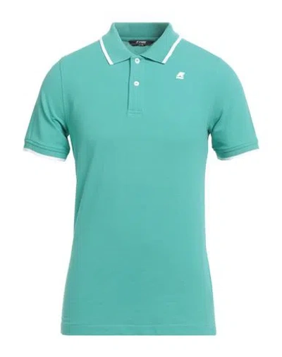 K-way Man Polo Shirt Turquoise Size M Cotton, Elastane In Green
