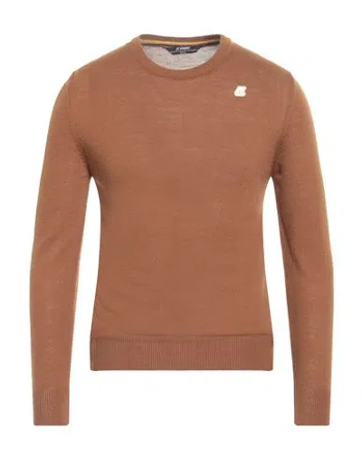 K-way Man Sweater Camel Size S Merino Wool In Brown