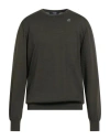 K-way Man Sweater Military Green Size Xxl Virgin Wool In Green