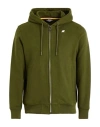K-way Man Sweatshirt Military Green Size Xl Cotton, Polyamide In Green