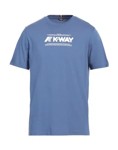 K-way Man T-shirt Slate Blue Size L Cotton