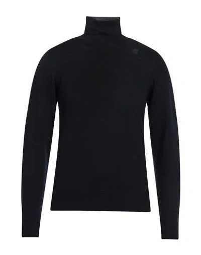 K-way Man Turtleneck Black Size L Virgin Wool In Blue