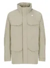 K-way Long Down Jacket With Hood And Pockets In Neutral