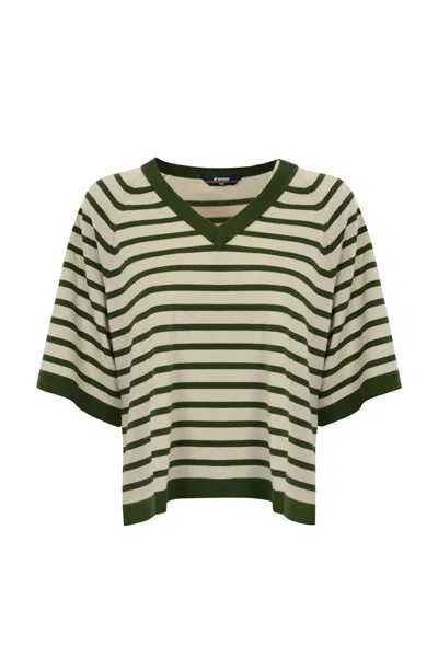 K-way Marol Striped Sweater In Beige Lt - Green Lic