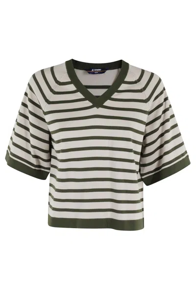 K-way Marol Stripes Sweater In Green