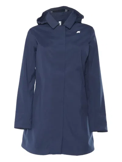 K-way Mathy Bonded Hooded Coat In Blue