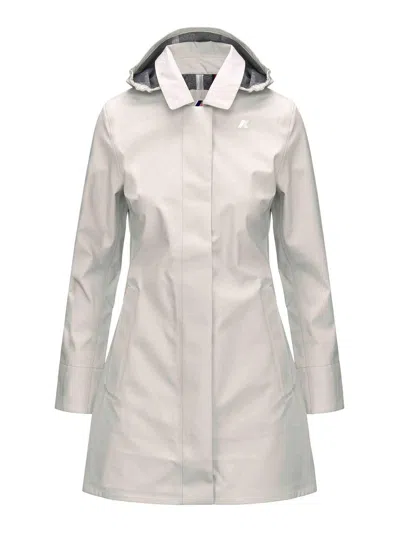 K-way K Way Mathy Bonded Beige Jacket In White