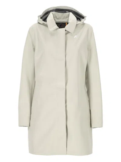 K-way K Way Mathy Bonded Beige Jacket In White