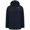 K-way Medium-length Jacket With Three-layer Texture In Blue
