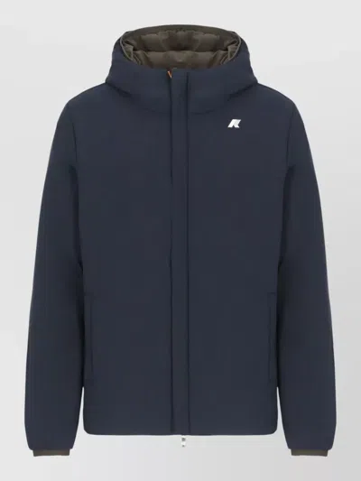 K-way Mens Hooded Reversible Jacket Long Sleeves In Blue