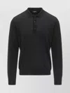K-way Merino Wool Blend Long Sleeve Polo Top In Black