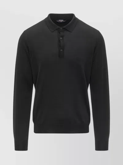 K-WAY MERINO WOOL BLEND LONG SLEEVE POLO TOP
