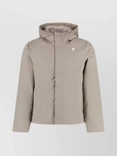 K-WAY NYLON JACKET WITH HOOD AND DRAWSTRINGS