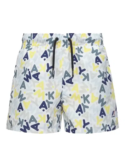 K-way Kids' Olivier Logo-print Swim Shorts In Blue