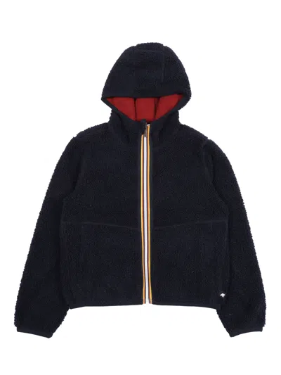 K-way Kids' P. Jack Sherpa Polar Double Hoodie Full Zip In Black