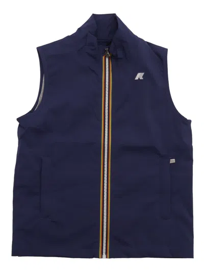 K-way Kids' P. Valen Stretch Nylon Jersey Waistcoat In Blue
