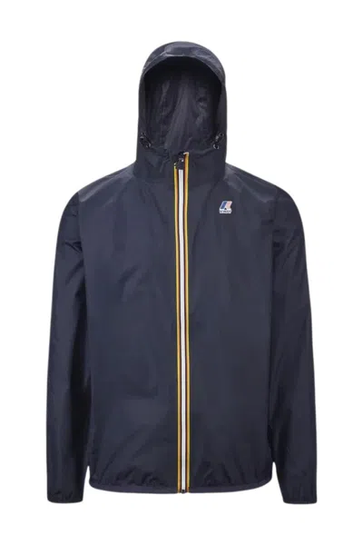 K-way Packable Black Nylon Jacket With Full Front Zipper