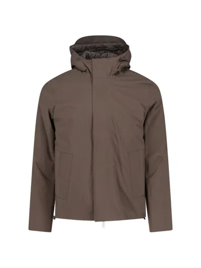 K-way Padded Brown Jacket With Drawstring Hood